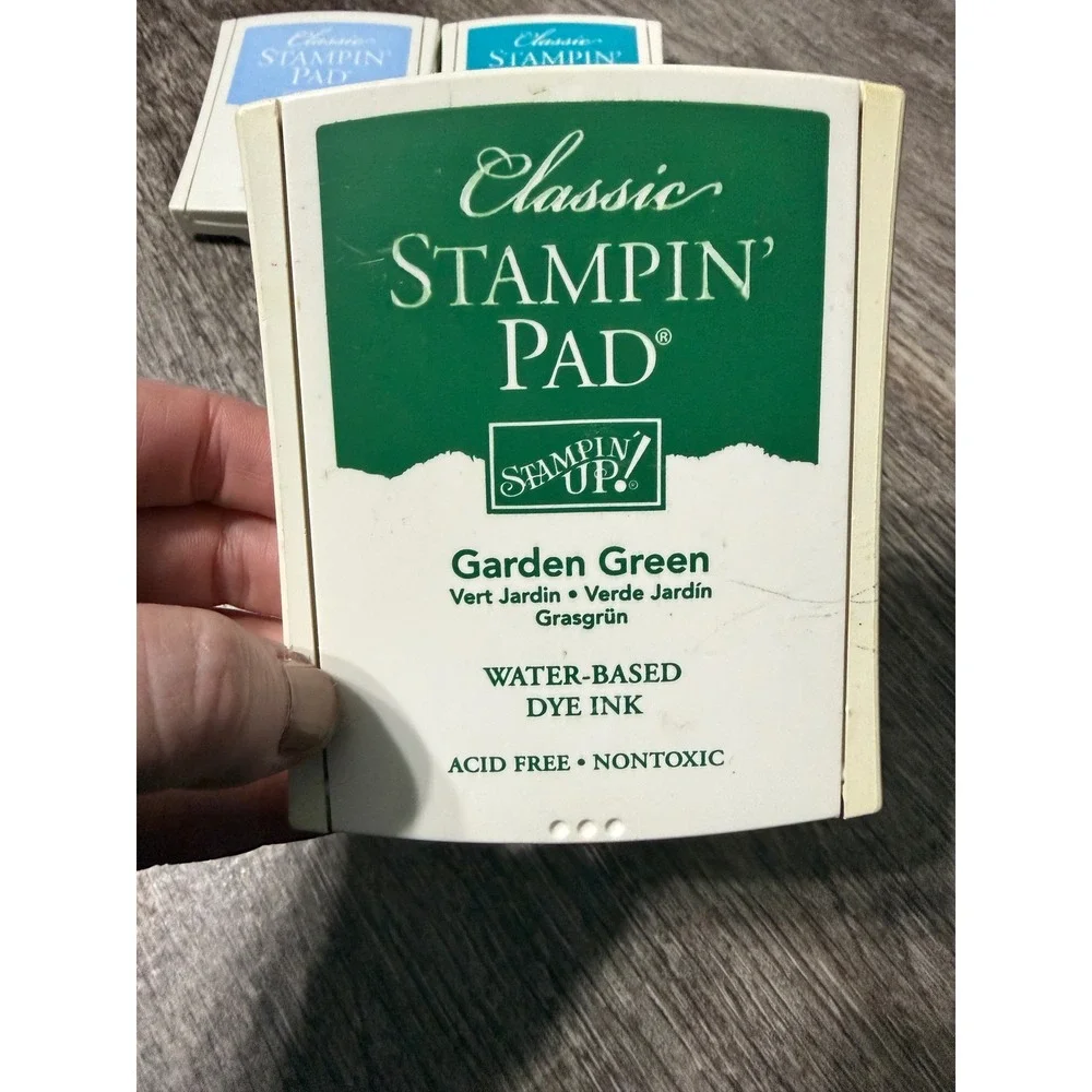Stampin Up Classic Stampin Pad Lot of 3‎ Garden Green Taken with Teal Bliss Blue